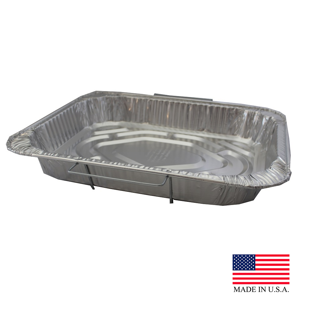 4911-50 Aluminum 18"x13 5/16"x2 5/8" Roaster Pan w/Handles & Rack 50/cs - 4911-50 RECT HNDL ROASTR w/RAK