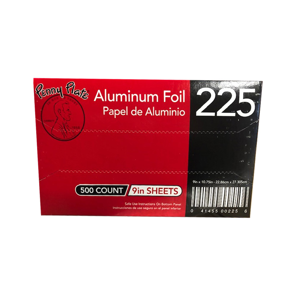225 Aluminum 9"x10.75" Foil Sheets 6/500 cs