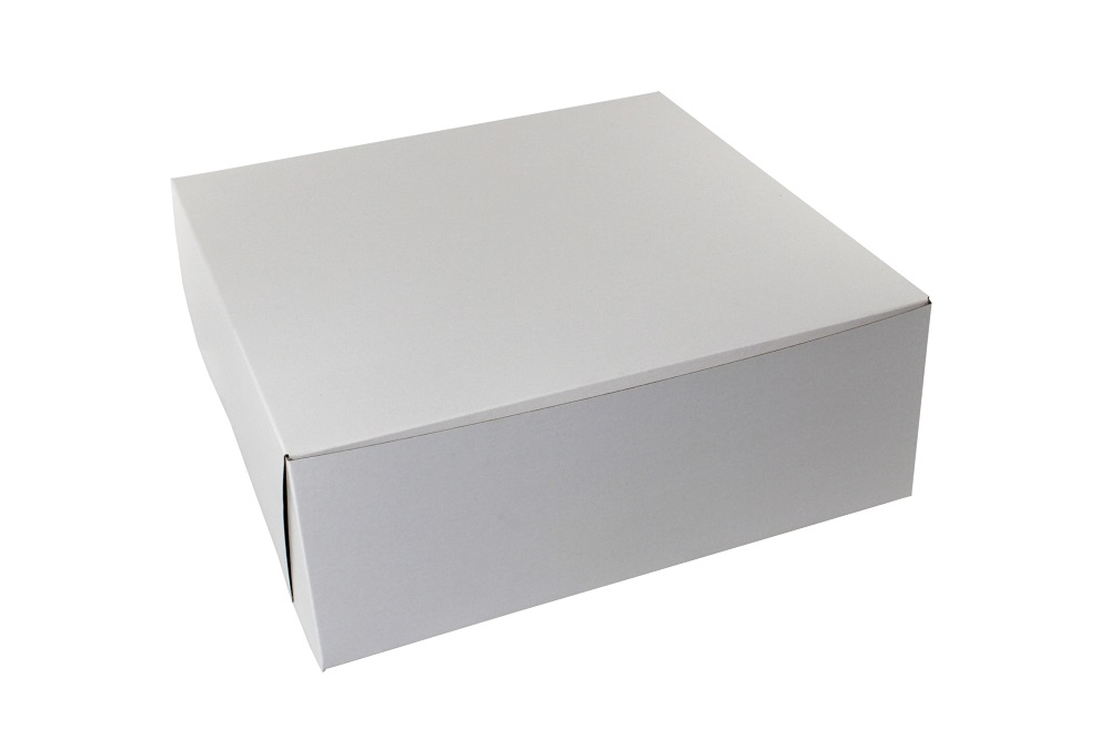 16166B-261 Cake Box 16"x16"x6" White Clay Coated   Recycled Cardboard 1 pc Lock Corner 50/PK