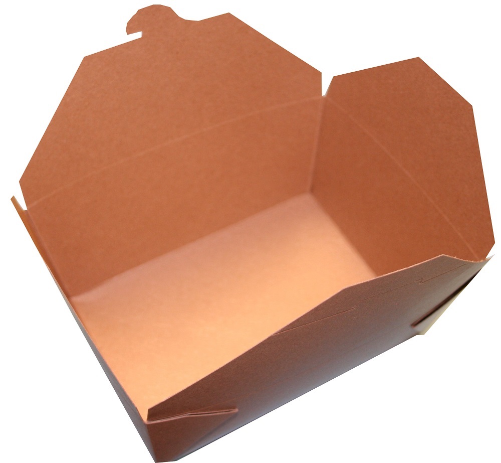 MPKF4K Food Box 7 3/4" x 5.5" x 3.5" Kraft #4 Poly Coated Grease Resistant Microwavable Safe 4/