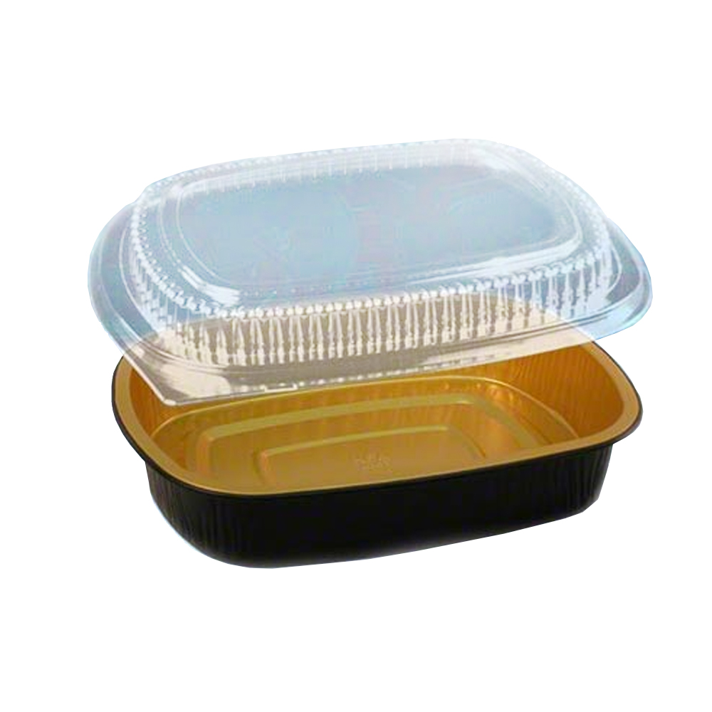 420155100 Aluminum 22 oz. Small Black & Gold Entreew/ Lid 100/cs