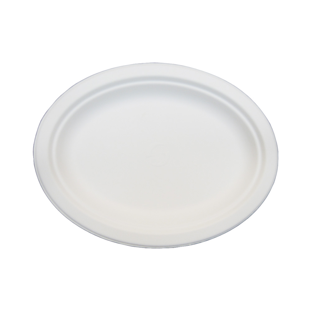 TW-POO-012 Evolution White 10"x12.5" Oval Bagasse Platter 4/125 cs - TW-POO-012 10X12.5WHT BGSEPLTR