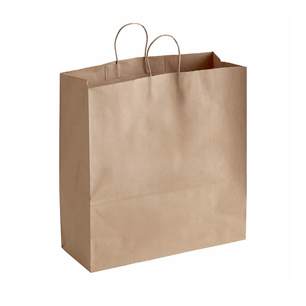 JMBOSHOPBAG Kraft 18"x7"18" Jumbo Paper Shopping Bag w/ Twisted Handles 200/cs