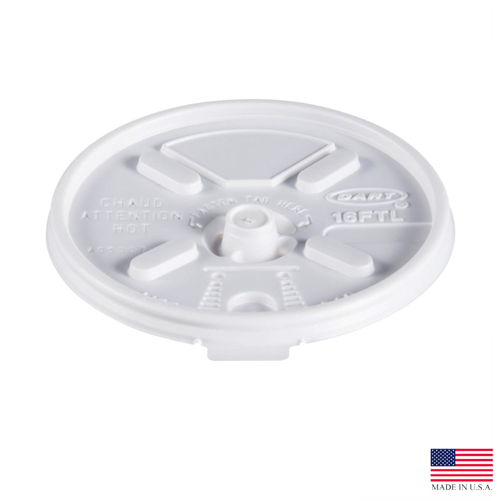 16FTL Lift n' Lock White 16/24 oz. Plastic Tear Tab Lid 10/100 cs