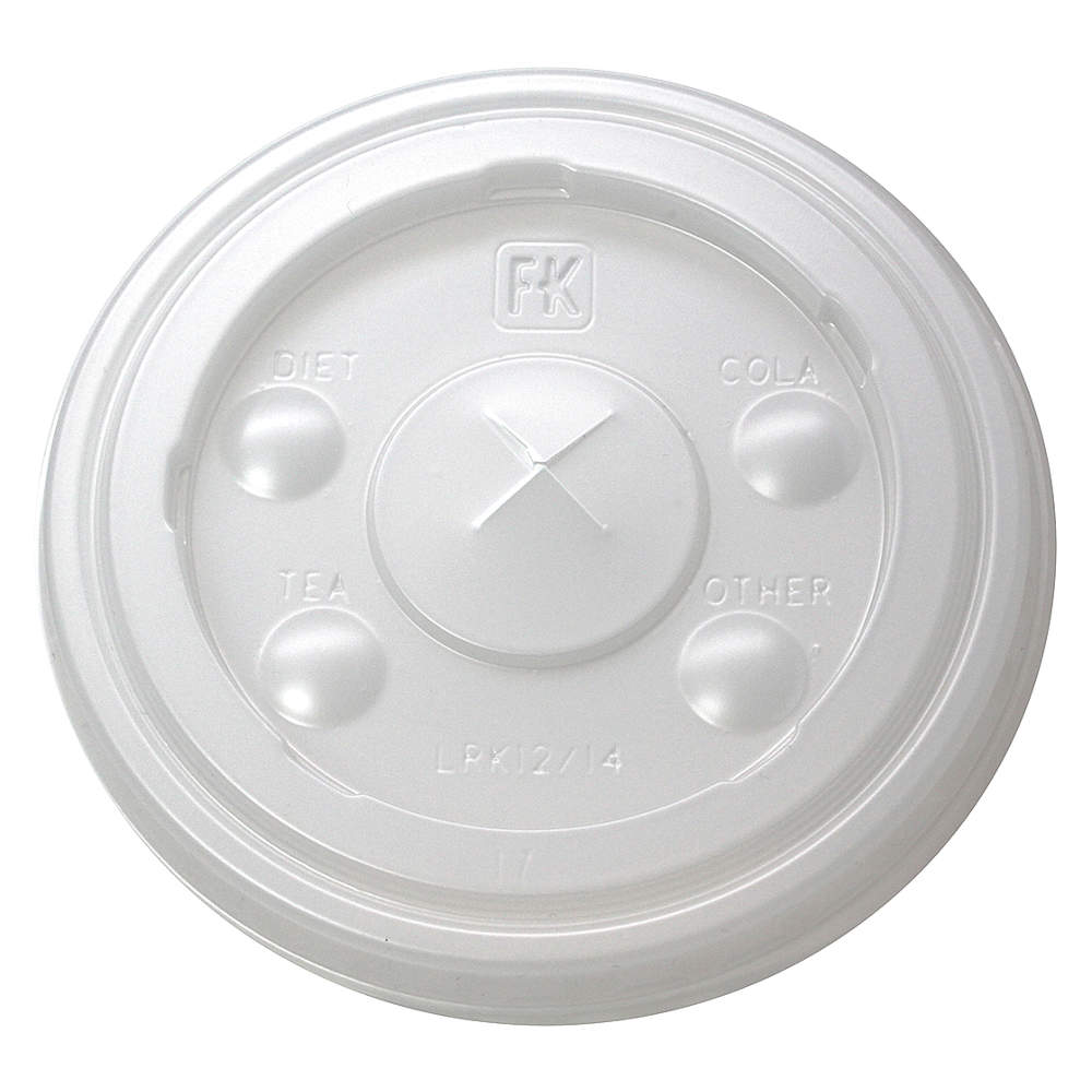 9508216 RK  Translucent 12/14 oz. Plastic Slotted Lid with ID Buttons 10/100 cs