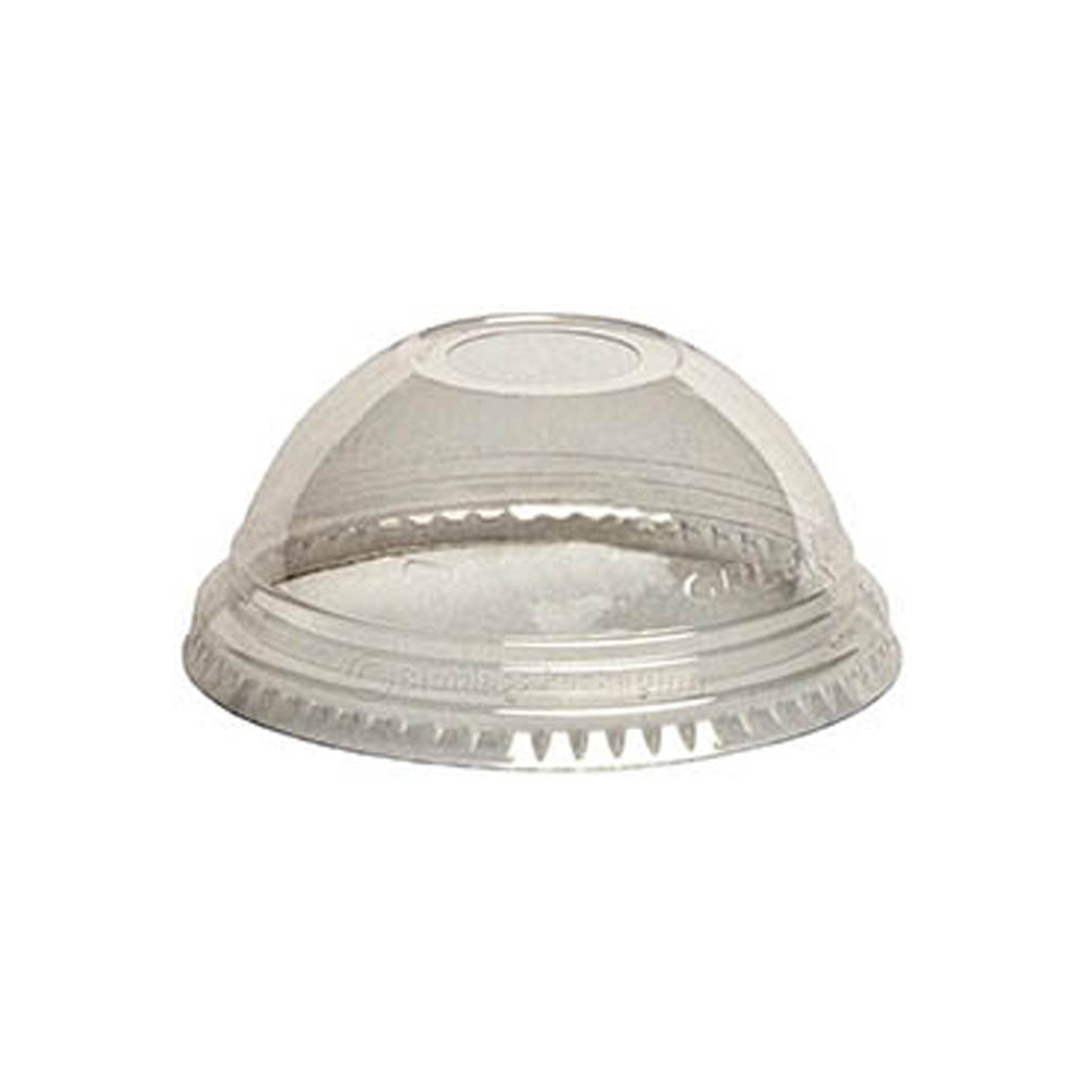 DLGC1624H/9509122 Greenware Clear 16/24 oz. Compostable Dome Lid w/1" Hole 10/100 cs - DLGC1624H/9509122 DM LID W/HL