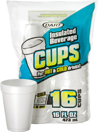 16FP16 White 16 oz. Retail Foam Cups 24/16 cs