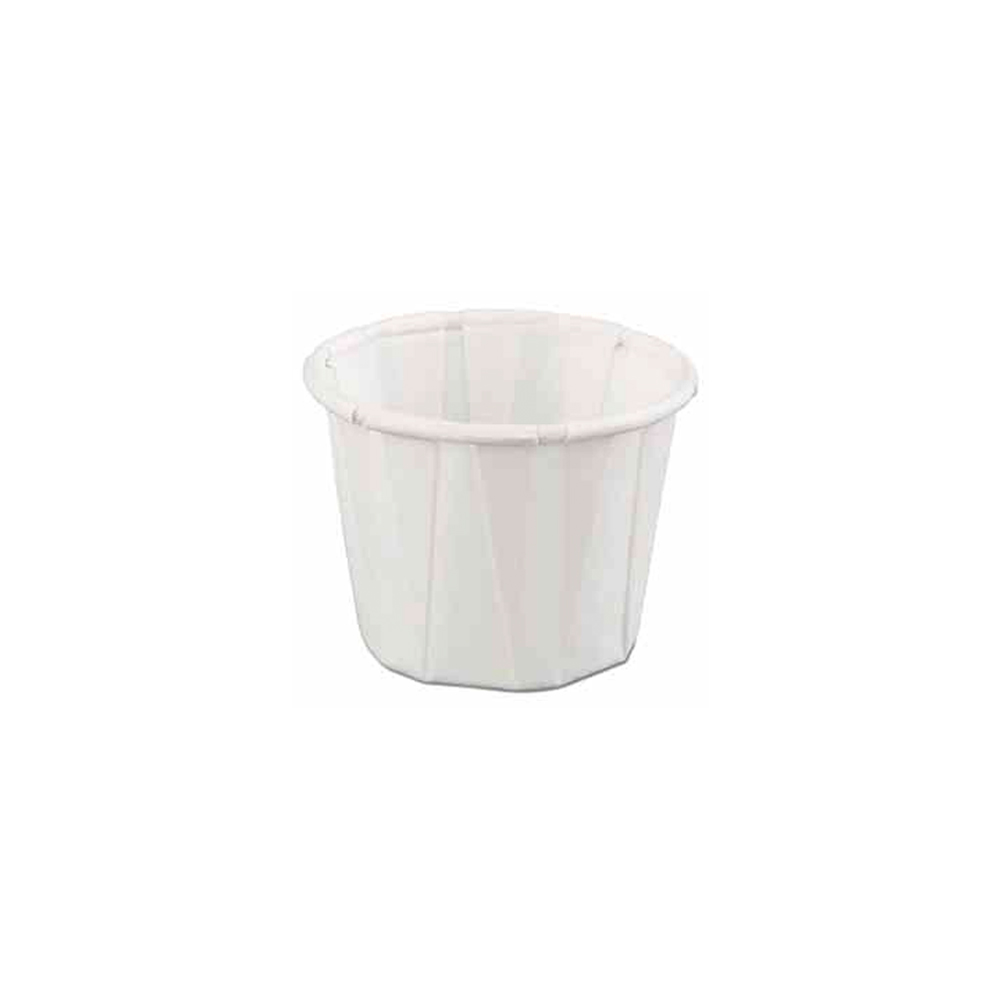 F100 White 1 oz. Pleated Paper Portion Cup 20/250 cs