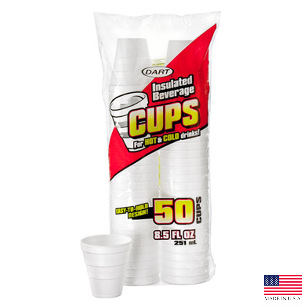 8RP50 White 8.5 oz. Retail Foam Cups 24/50 cs