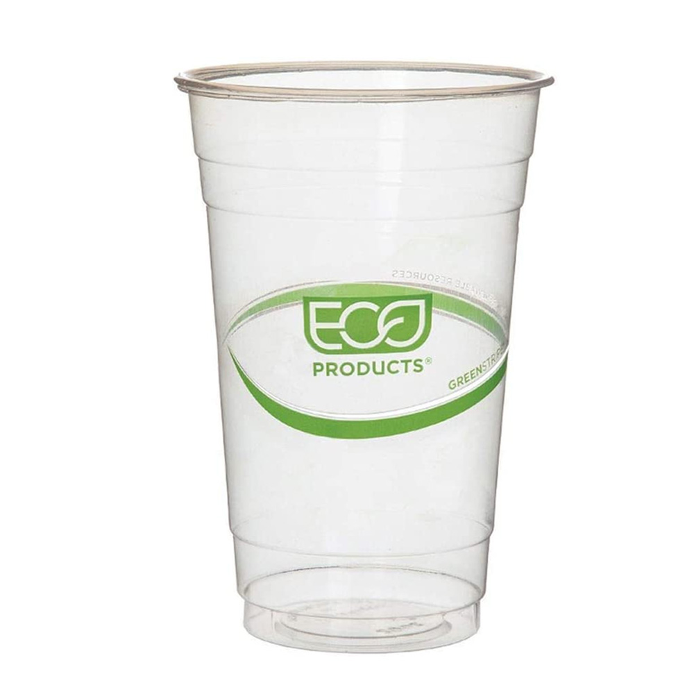 EP-CC20-GS Green Stripe Clear 20 oz. Compostable Cold Cup 20/50 cs
