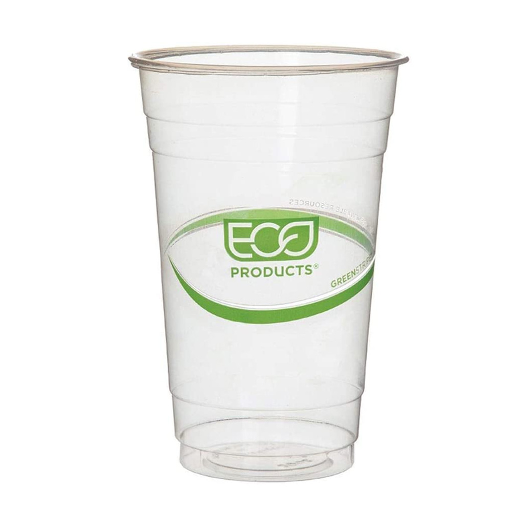 EP-CC20-GS Green Stripe Clear 20 oz. Compostable Cold Cup 20/50 cs - EP-CC20-GS 20z CMPST CLR CCUPS