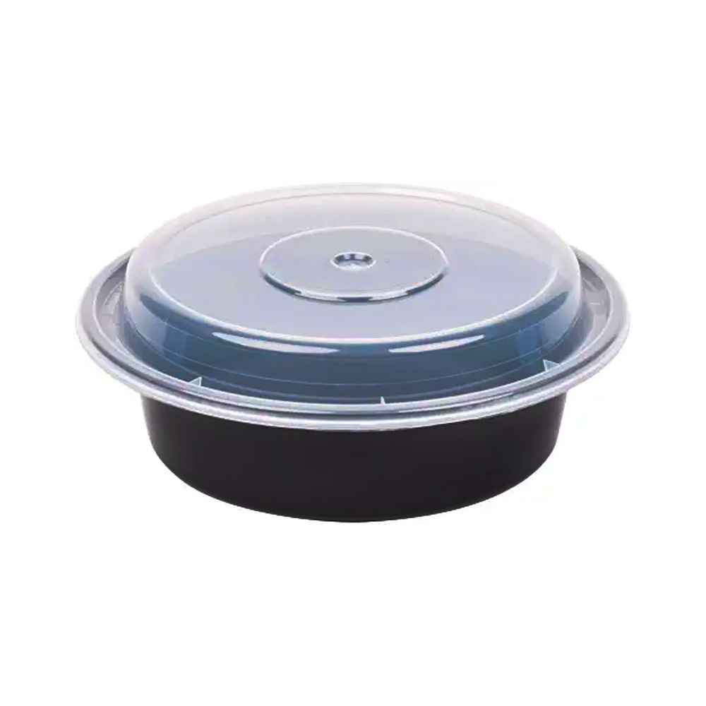 7024B Black 24 oz. Plastic Container and Lid Combo 150/cs