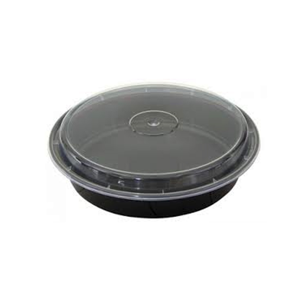NC948B Versatainer Black 48 oz. Plastic Microwavable Container and Lid Combo 150/cs