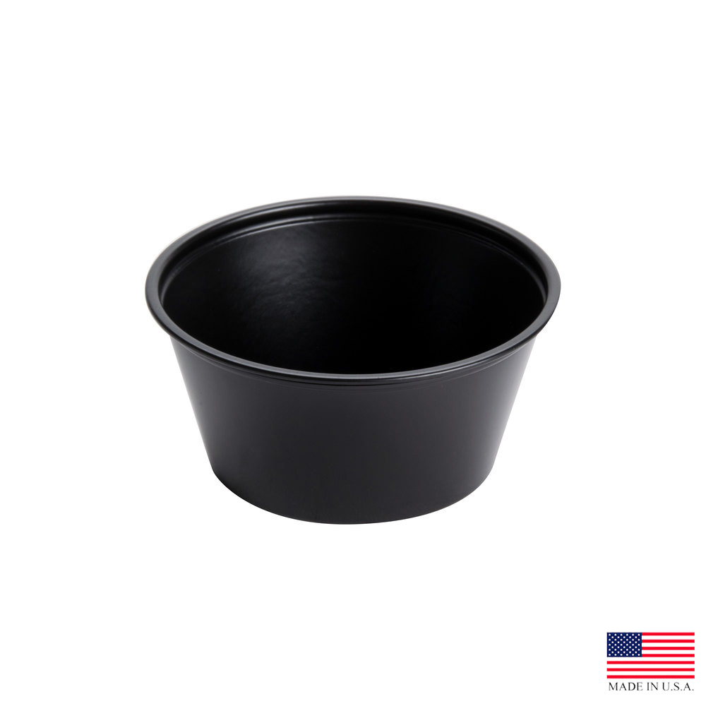 P325BLK Black 3.25 oz. Plastic Souffle Cup 10/250 cs - P325BLK 3.25z BLACK SOUFLEE
