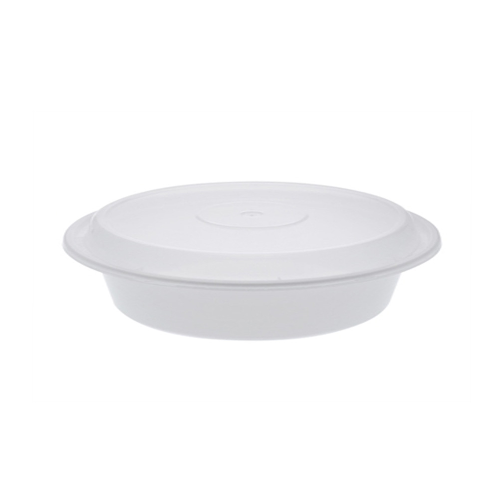 OC12W Versatainer White 12 oz. Oval Plastic Microwavable Container and Lid Combo 150/cs