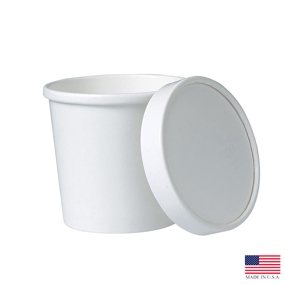 KHSB12A-2050 FlexStyle White 12 oz. Poly Coated Paper Soup Container  & Lid Combo 5/50 cs - KHSB12A-2050 12z WHT SOUP CMBO