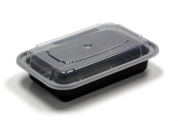 NC8168B Versatainer Black 16 oz. Rectangular Plastic Microwavable Container and Lid Combo 150/c