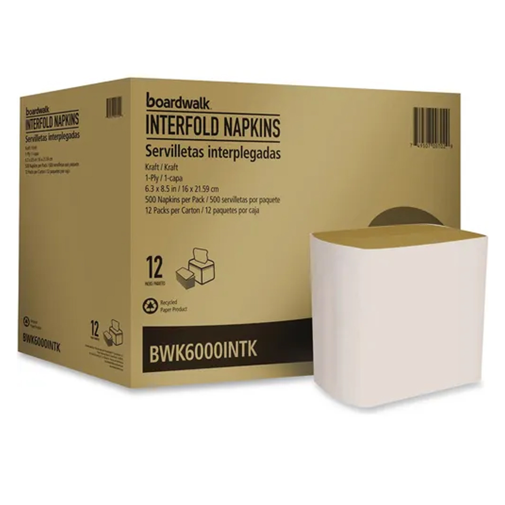 BWK6000INTK Kraft 1 ply Interfold Napkin 12/500 cs