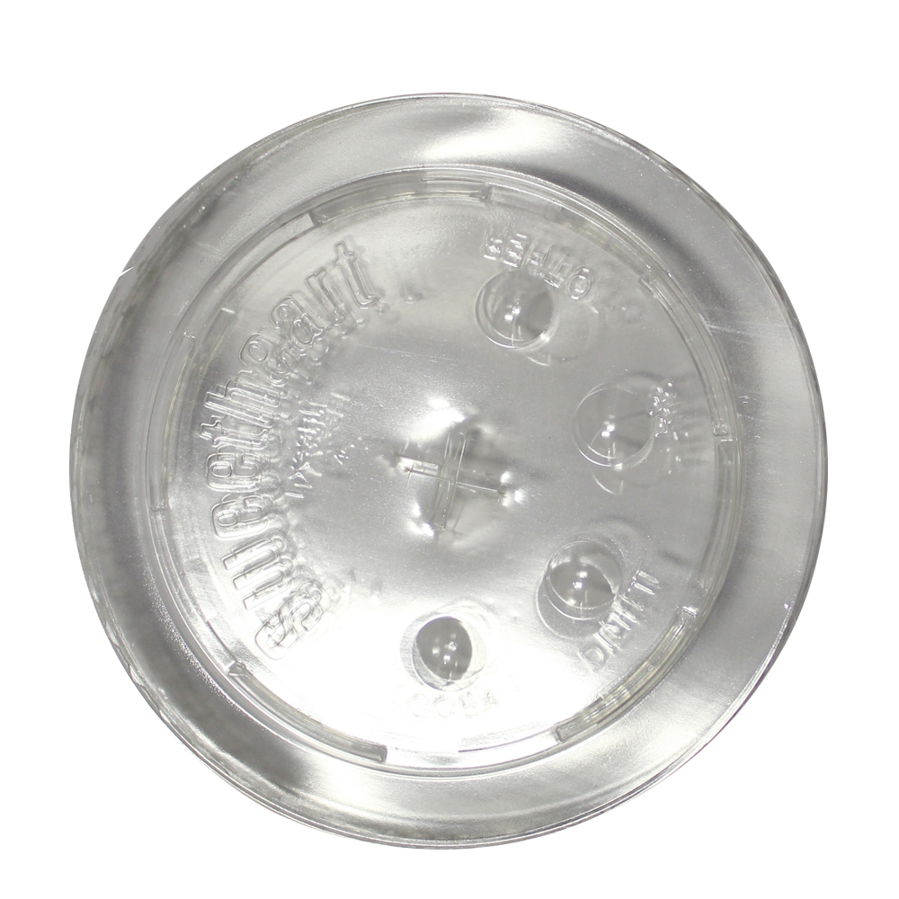 LCX33B Clear 32 oz. Plastic Slotted Lid with ID Buttons 10/96 cs