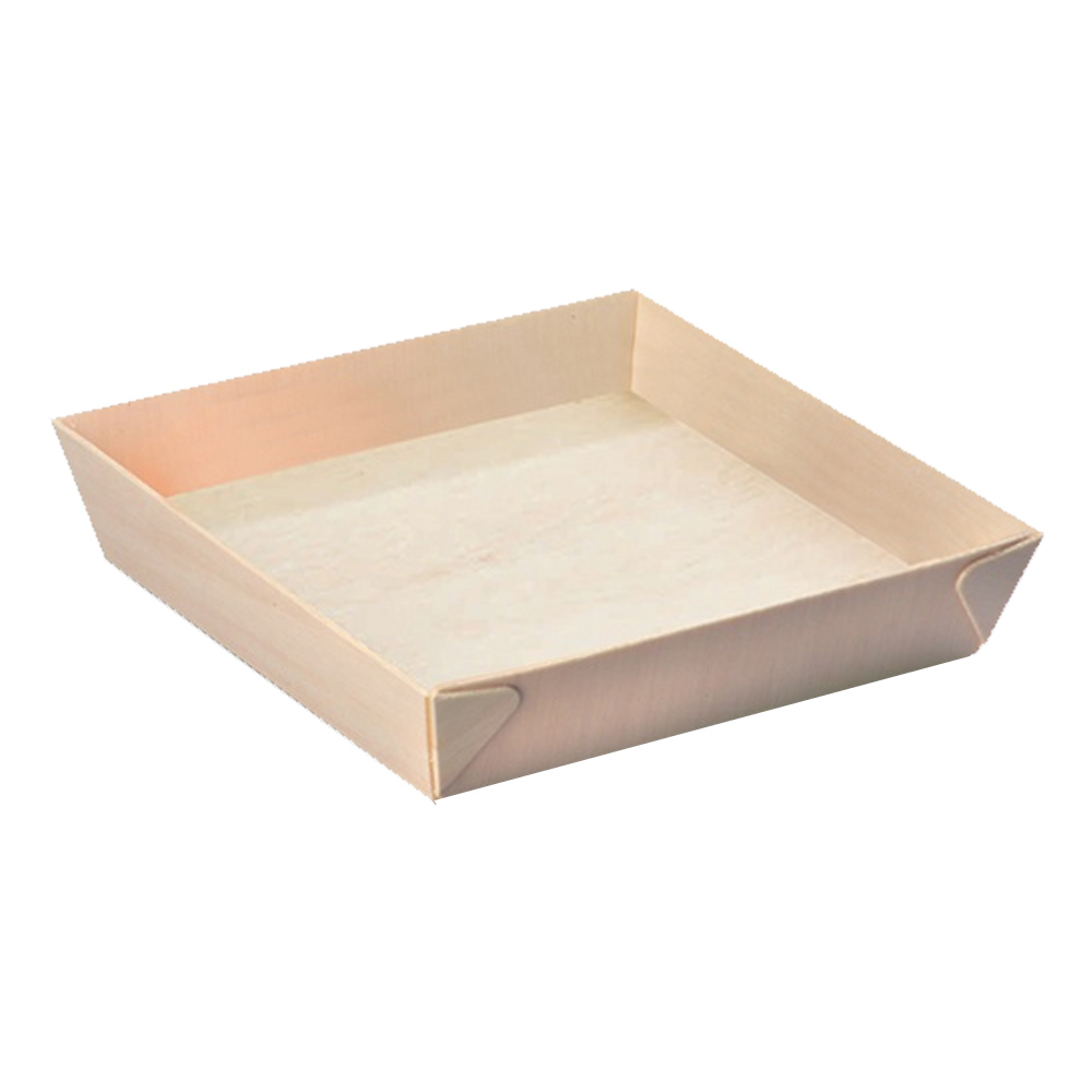 210SAMBQ170 Wood 6.6"x6.6"x1.4" Samurai Tray 4/25 cs