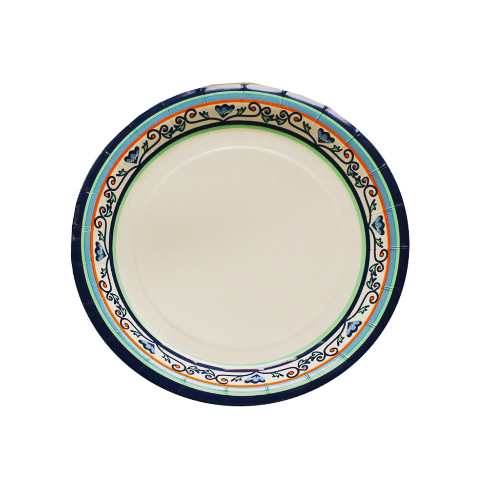 00125-2 Moroccan Blue Design 7" Coated Paper Plate 24/14 cs