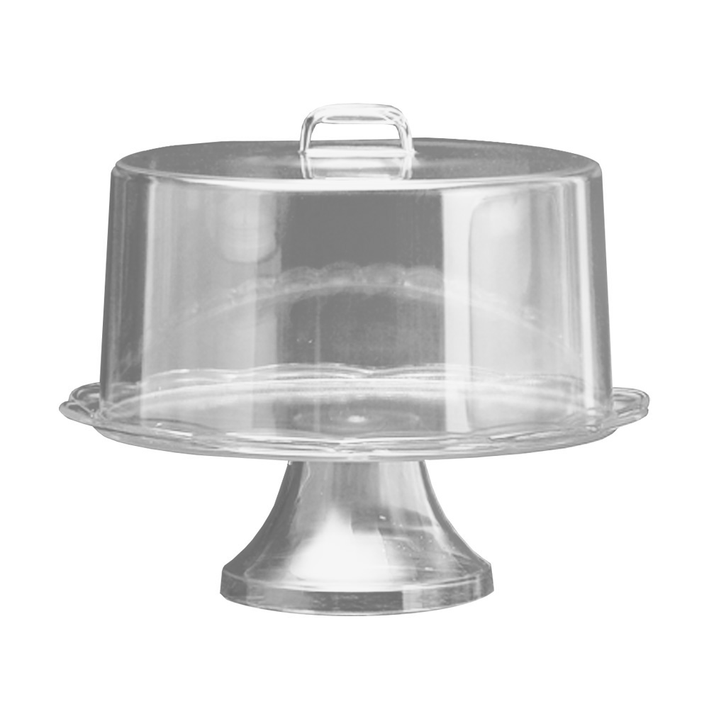 2521GB Clear 11.75"x7" Plastic Cake Cover/Tray with Pedestal 6/cs