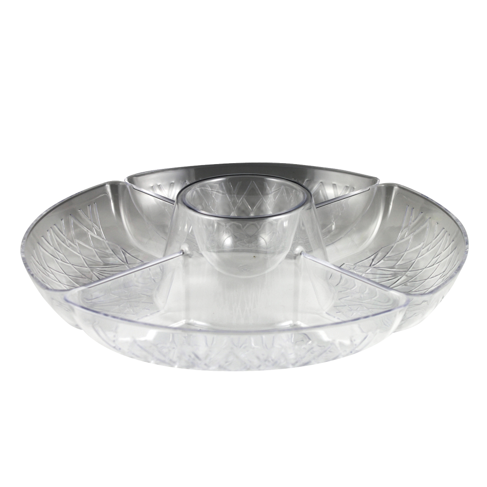 MPI03176 Crystalware Clear 16" 4 Compartment Plastic Lazy Susan Tray 12/cs