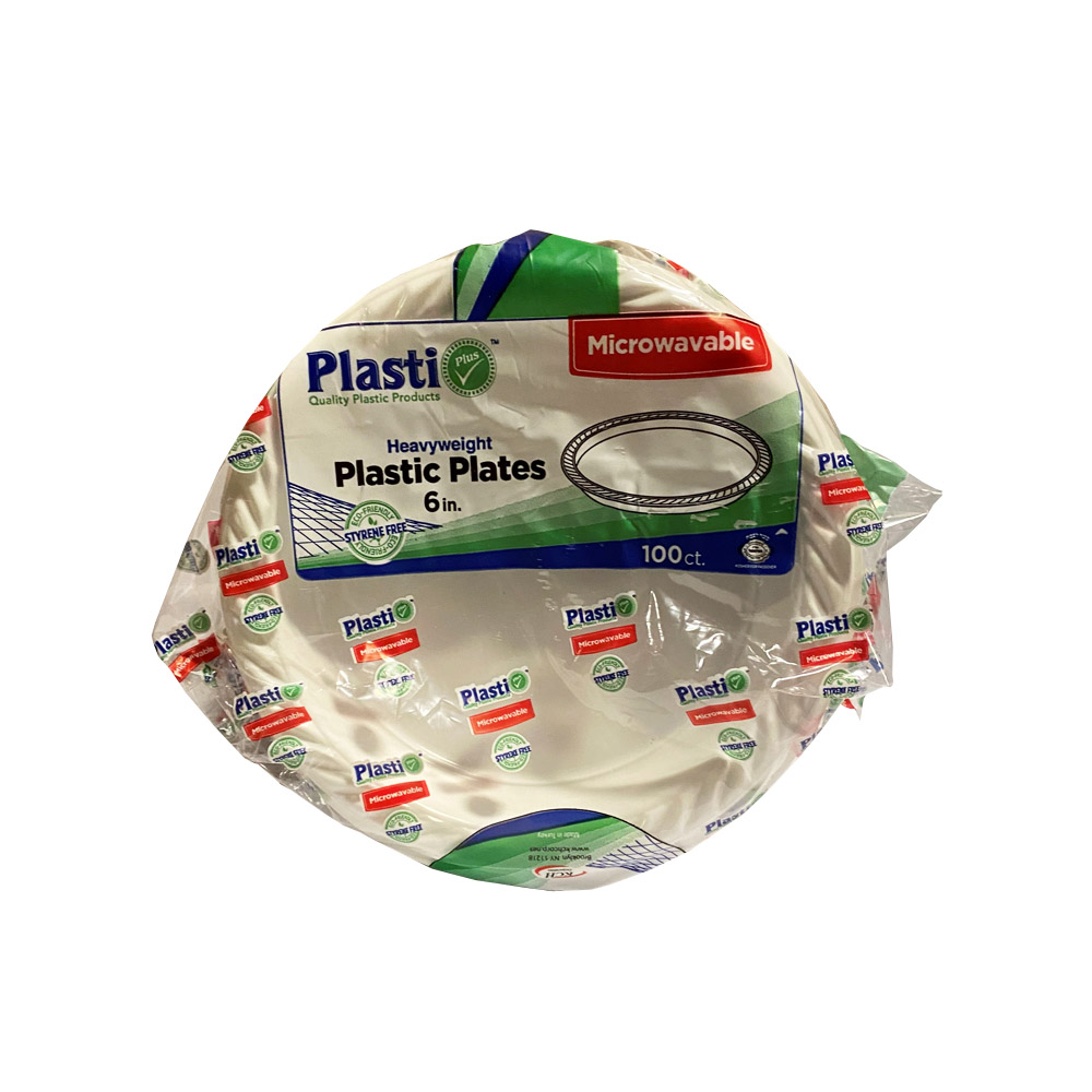 PPP6-100 Plasti Plus 6" White Plastic Plate 8/100 cs