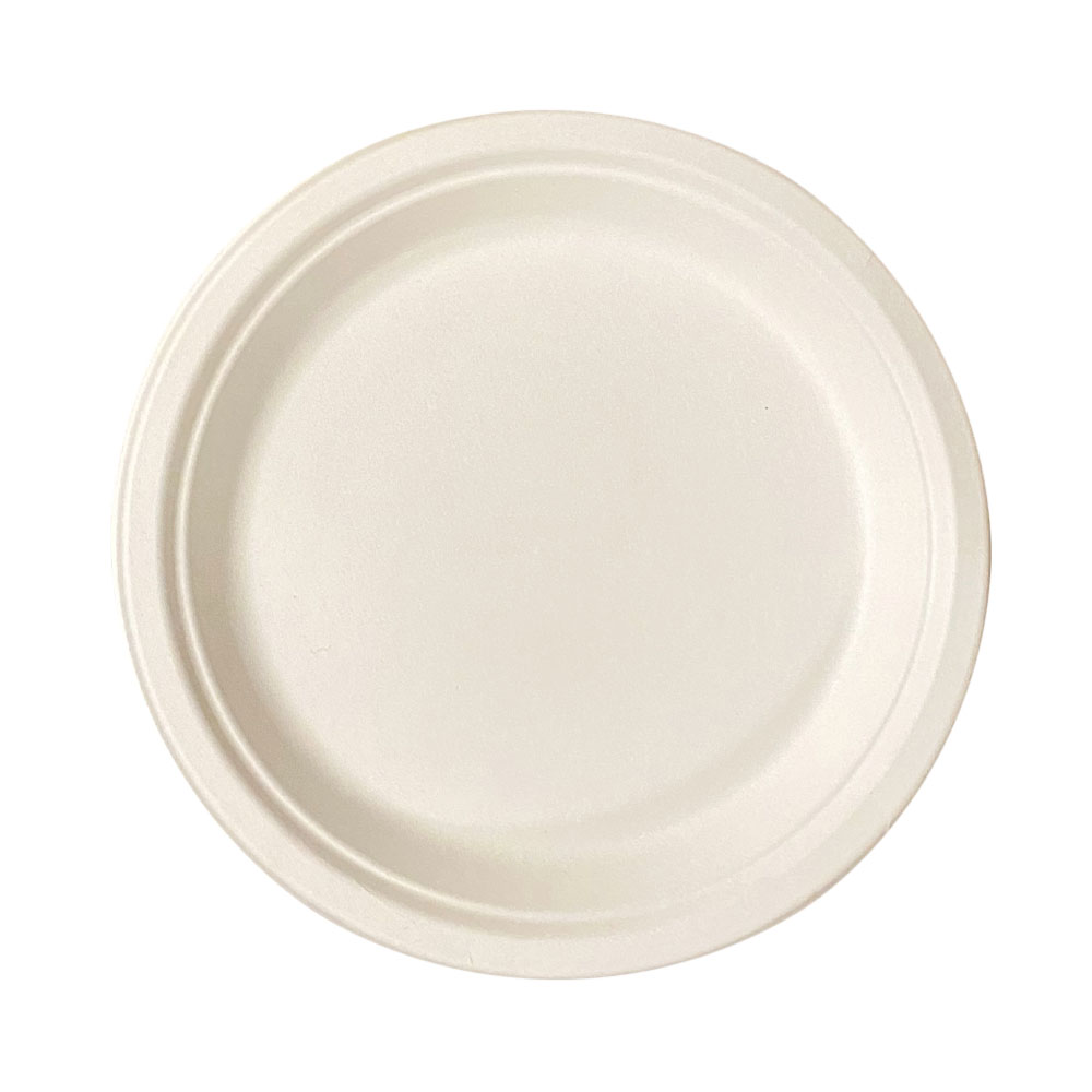 PP9RP White 9" Bagasse Plate 10/50 cs