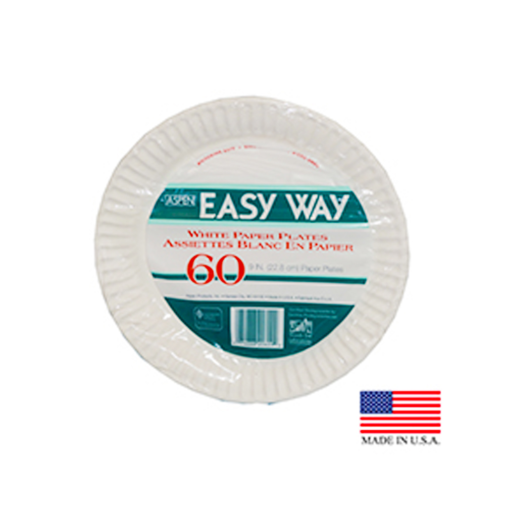 20609 Easy Way White 9" Uncoated Paper Plate 20/60 cs