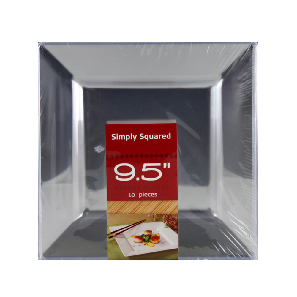 SQ19506 Simply Squared Clear 9.5" Plastic Plate 12/10 cs - SQ19506 9.5"CLR SIMSQ PLATE