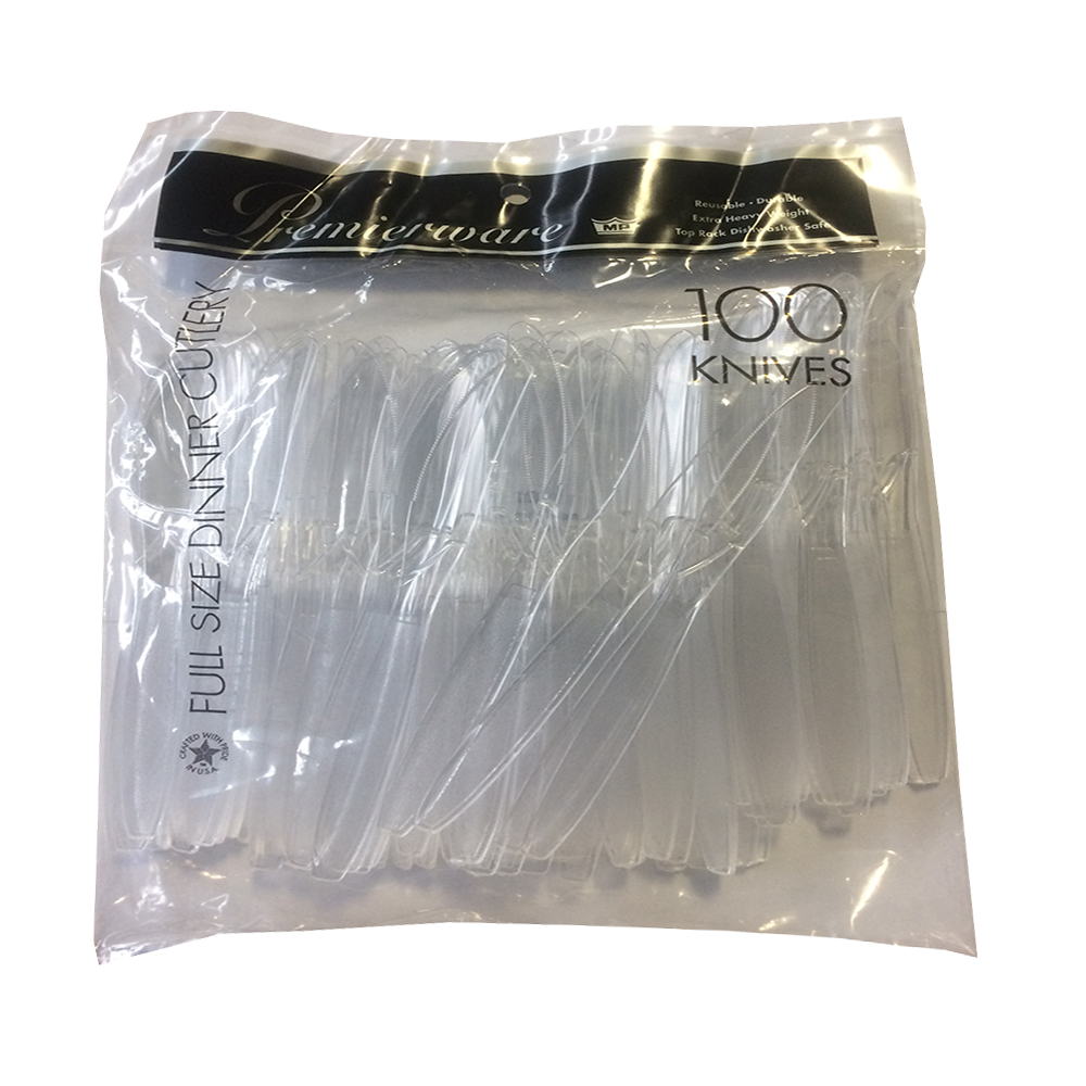 P51516CYS Premierware Polybag Knife Clear Polystyrene 10/100 cs - P51516CYS CLR KNIVES POLYBAGGD