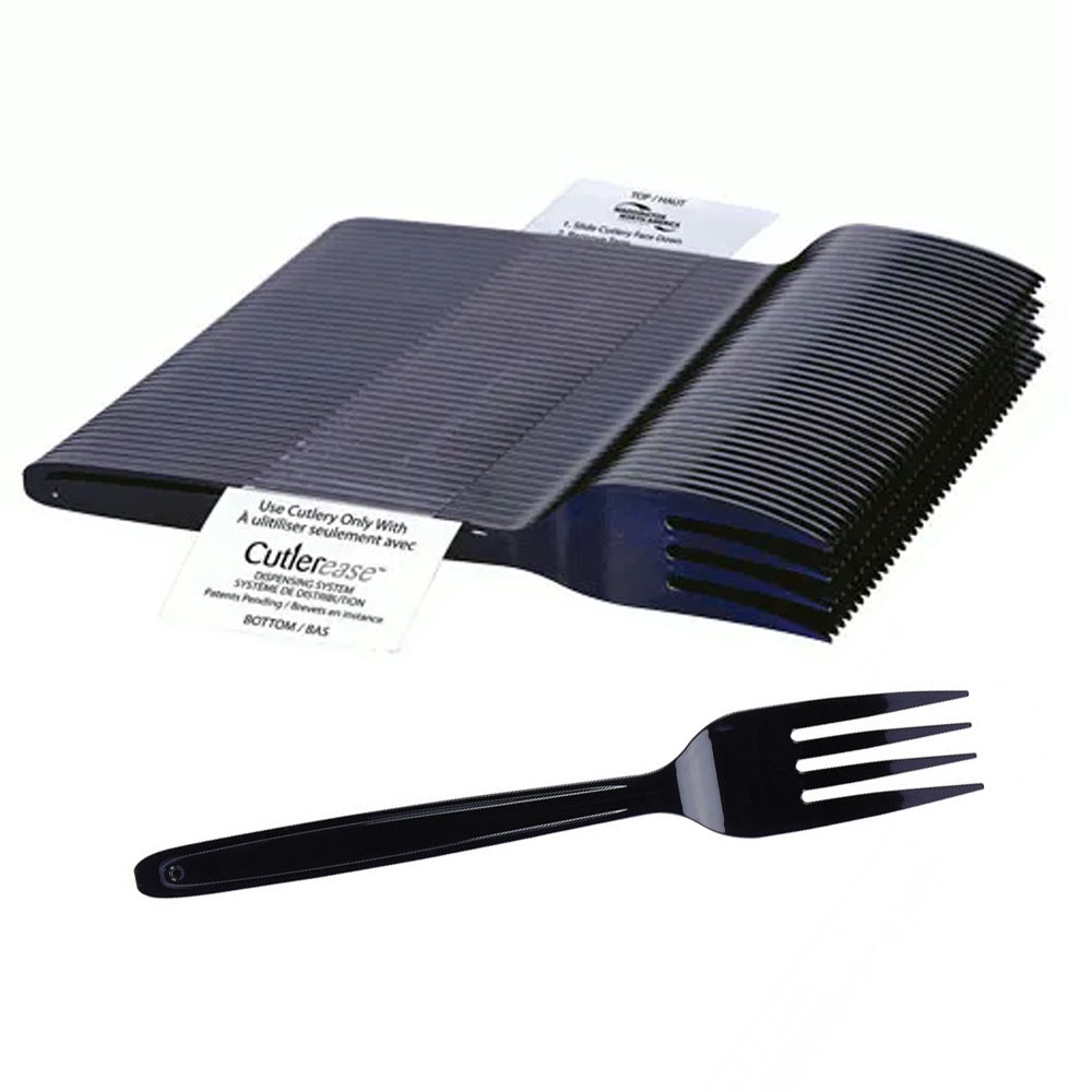 CEASEFK960BL Cutlerease Fork Black Polystyrene Refill for Cutlerease Dispenser System 24/40 cs