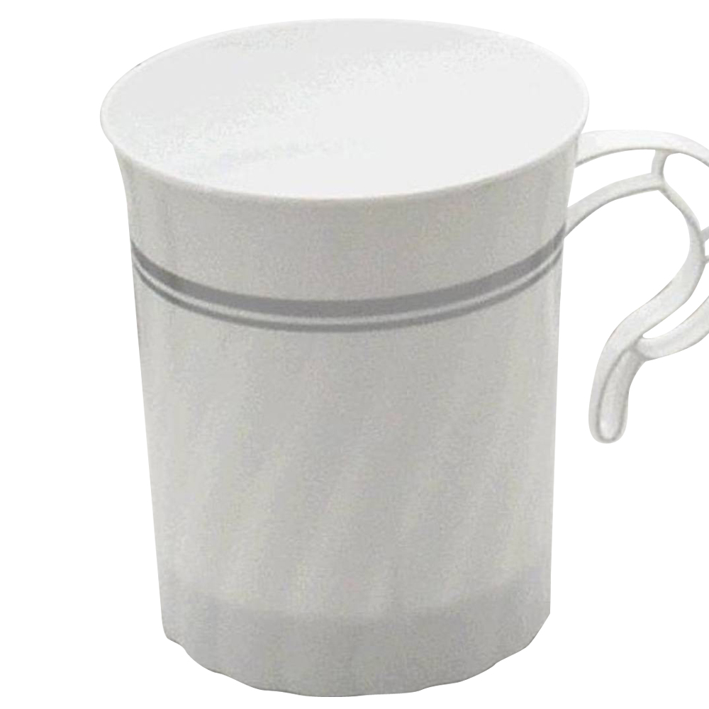 CWM8192WSLVR Classicware Coffee Mug 8 oz. White w/Silver Trim Plastic 24/8 cs - CWM8192WSLVR 8z WHT/SLVR MUG