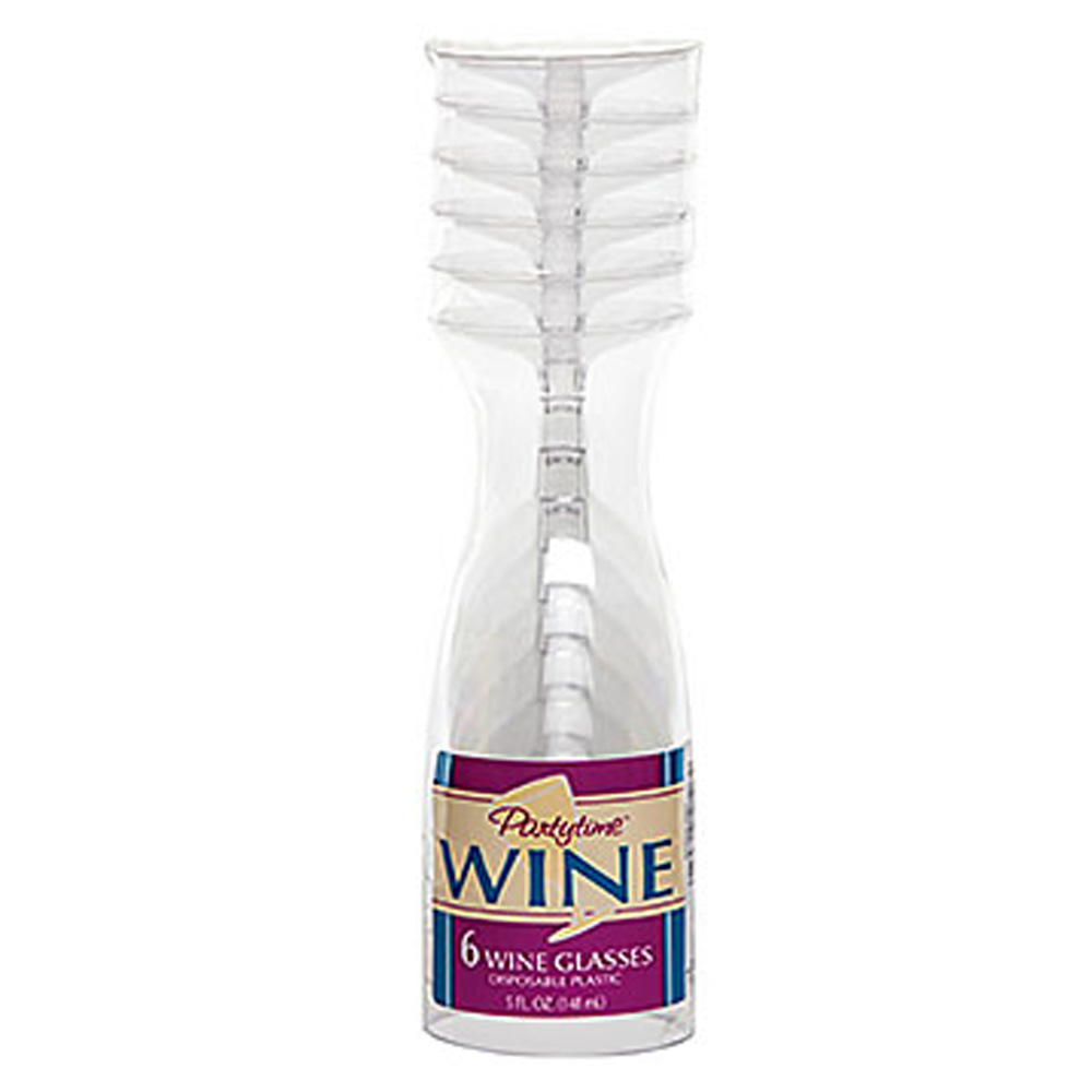 RS5SW Party Time Wine Glass 5 oz. Clear Plastic 2pc 24/6 cs