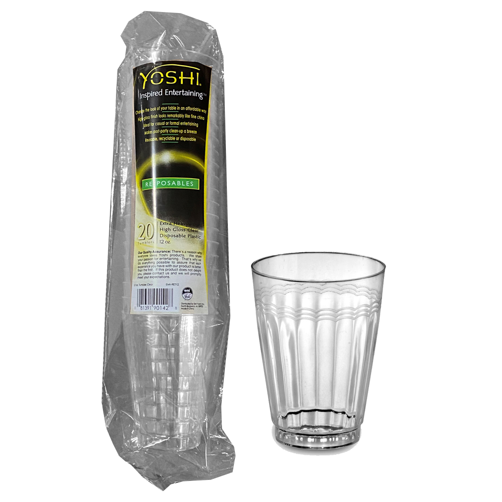 EMI-RET12 Resposables Clear 12 oz. Extra Heavy Plastic Tumbler 12/20 cs