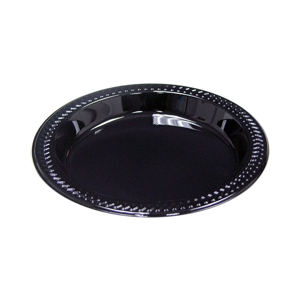YMI9E Black 9" Plastic Plate 400/cs - YMI9E 9" BLK PLASTIC PLATE