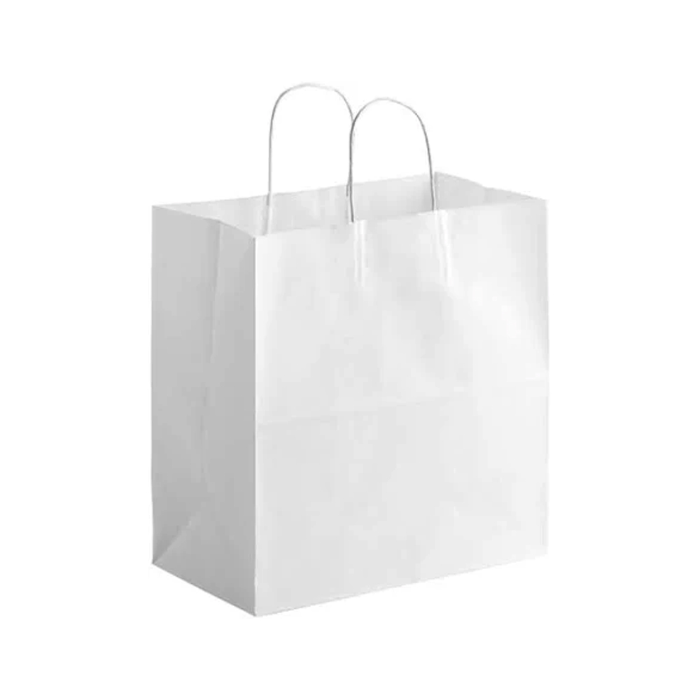 DCW7B10113Y White 12"x7"x13" Paper Shopping Bag w/Handles 300/cs