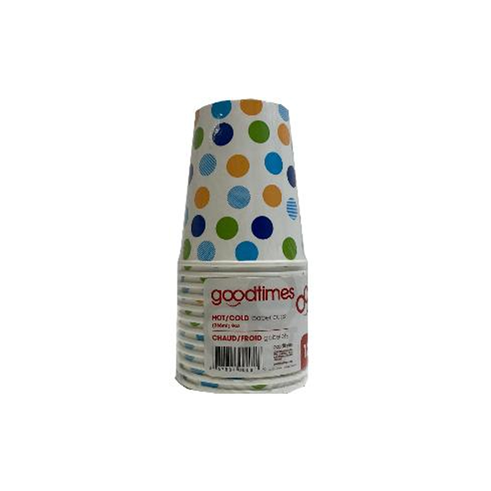 G0081 Goodtimes Polka Dot  Print 9 oz. Paper      Hot/Cold Cup 24/12 cs - G0081 9zPRTYDOTS HT/CLD PPRCUP