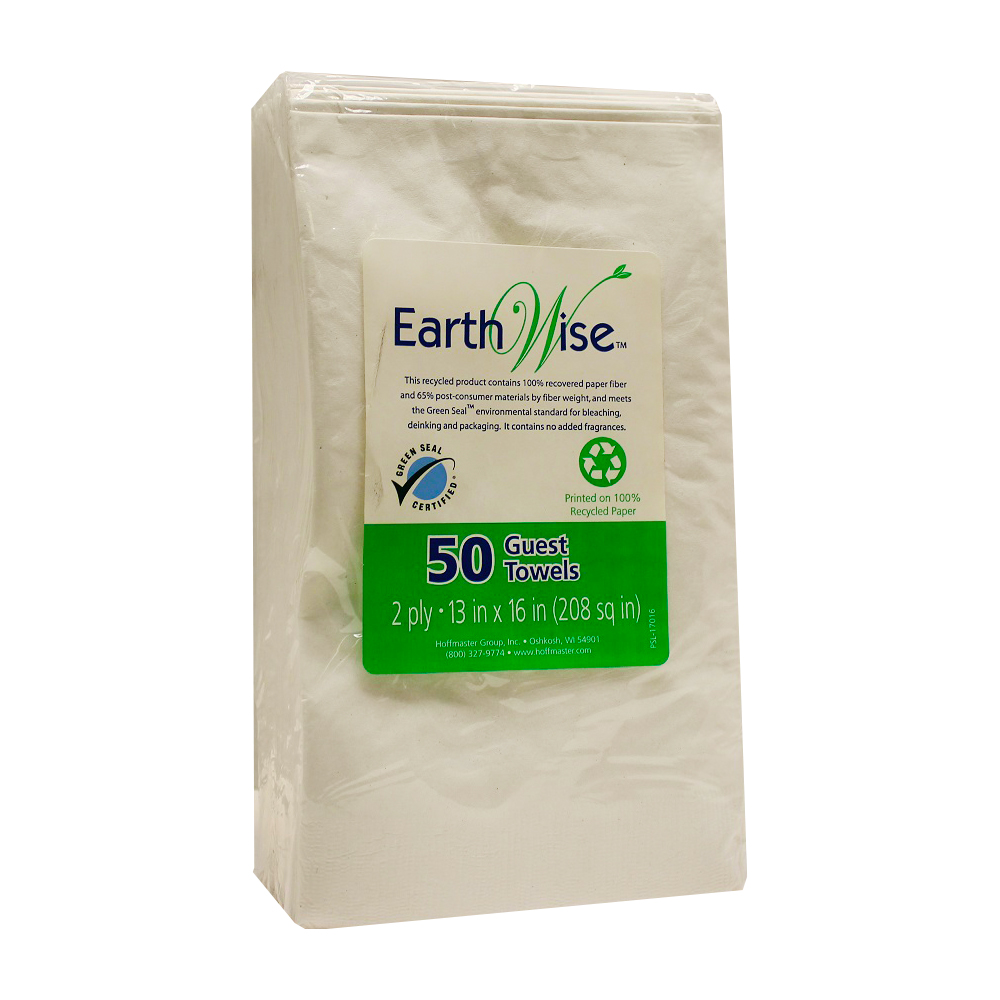 313A/856302 Earth Wise Guest Towel White 2 ply 13"x16" 60/50 cs - 313A/856302 13x16 ERTH GST TWL