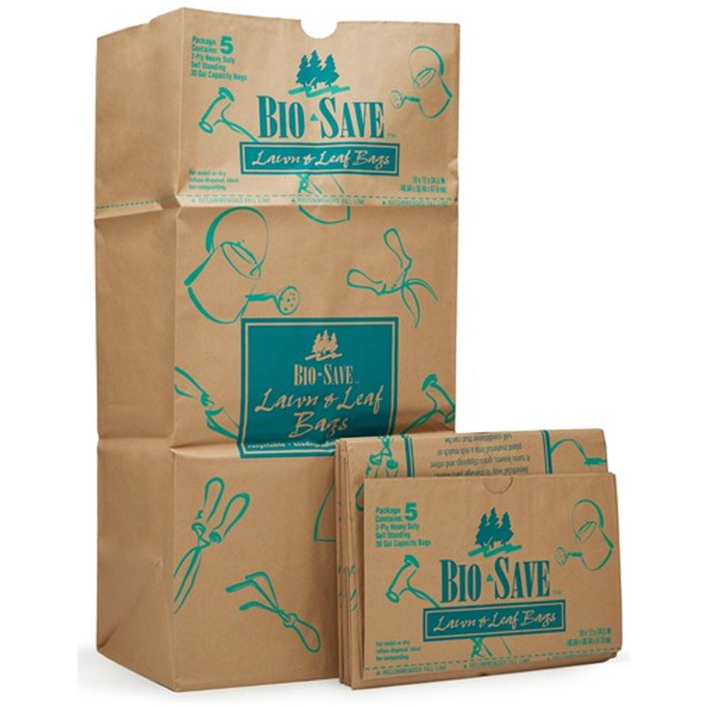 RBR30105BO Bio Save Printed Kraft 30 Gal. Paper   Lawn & Leaf Bags  10/5 cs