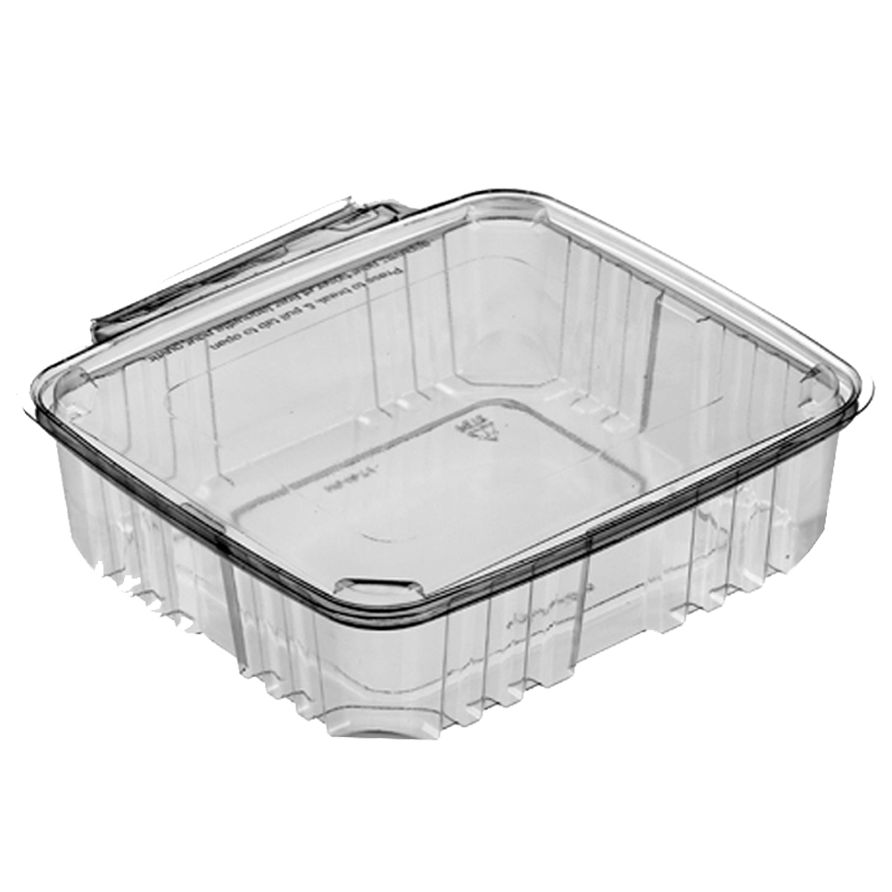 5HG048-TV BreakAway Clear 48 oz. Tamper Resistant  Rectangular PET Container and Lid 120/cs