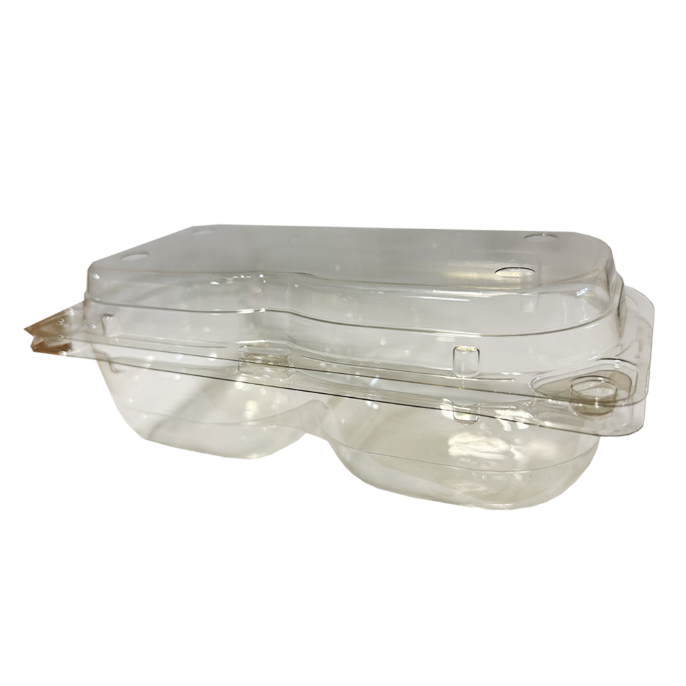 RPM255TB Clear 2 Compartment Plastic Hinged Container w/ No Label 600/cs