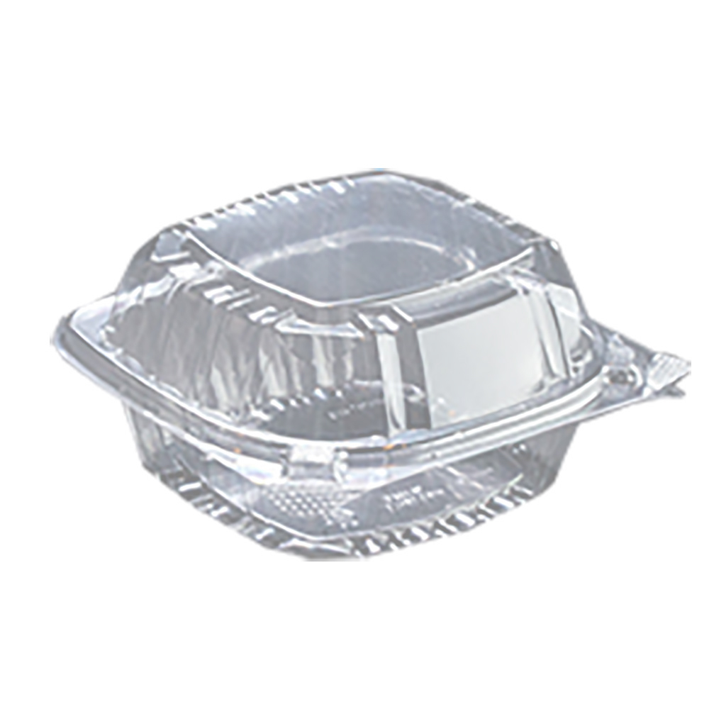YCI82050 Clear 5.25"x5.25"x2.5" 1 Compartment Plastic Hinged Container 375/cs - YCI82050 CLEAR 5" HINGED CONT