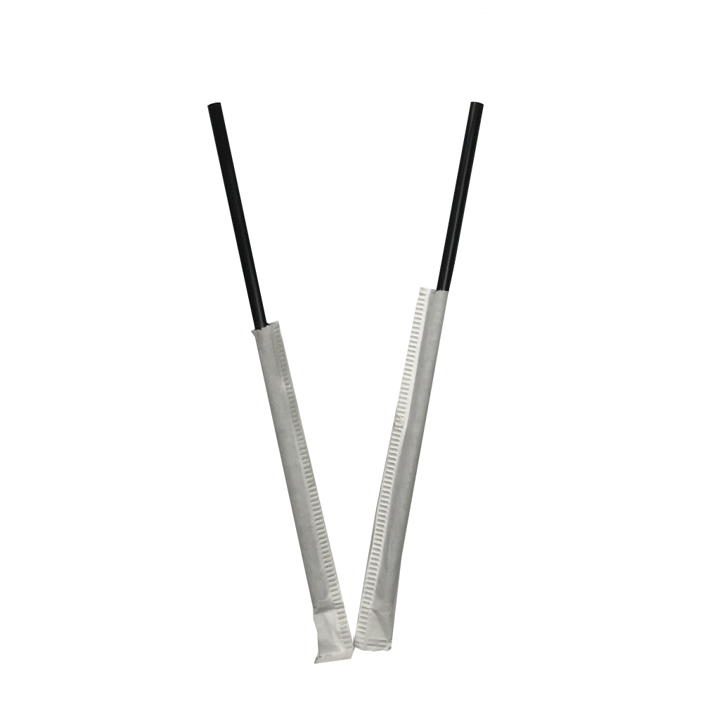 510896 Wrapped Sip Straw/Stirrer 5.5" Black Plastic 24/500 cs