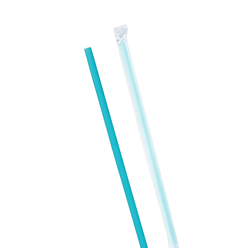 511169 Wrapped Giant Straw 8.5" Teal Biodegradable Boxed 4/300 cs