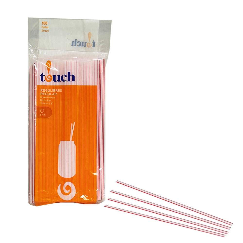 TI92005 Red Striped 7.7" Plastic Straw 48/100 cs