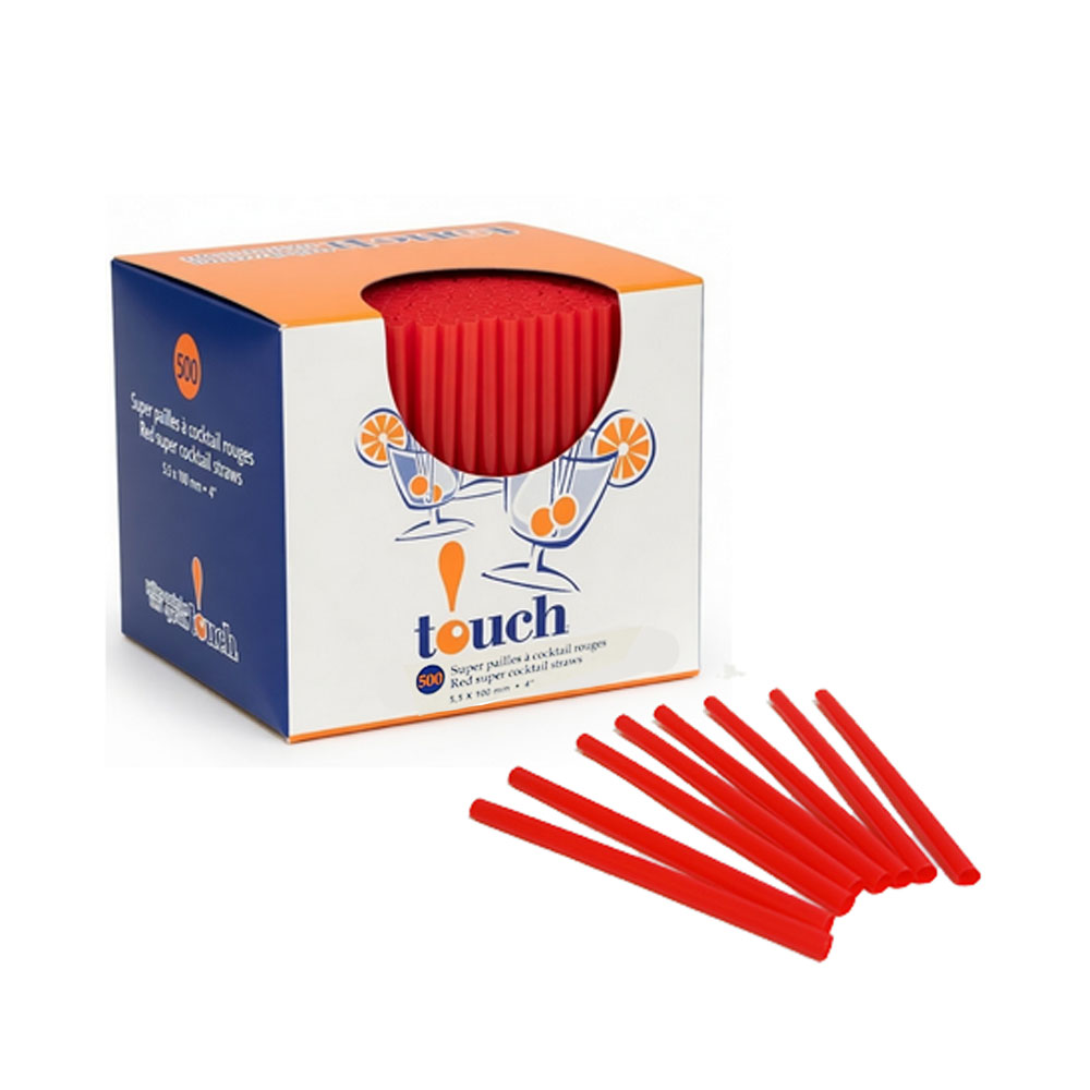 TI92801 Unwrapped Red 4" Plastic Cocktail Straw   9/500 cs