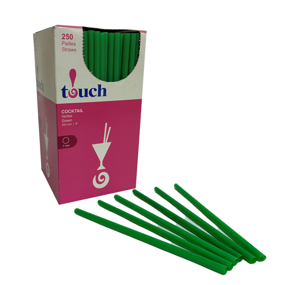 TI92873 Unwrapped Green 8" Plastic Jumbo Straw    9/250 cs