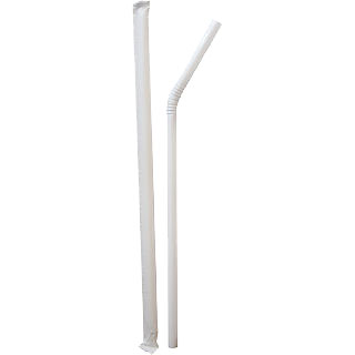 510035 Wrapped Flex Straw 7.75" White Plastic     25/400 cs